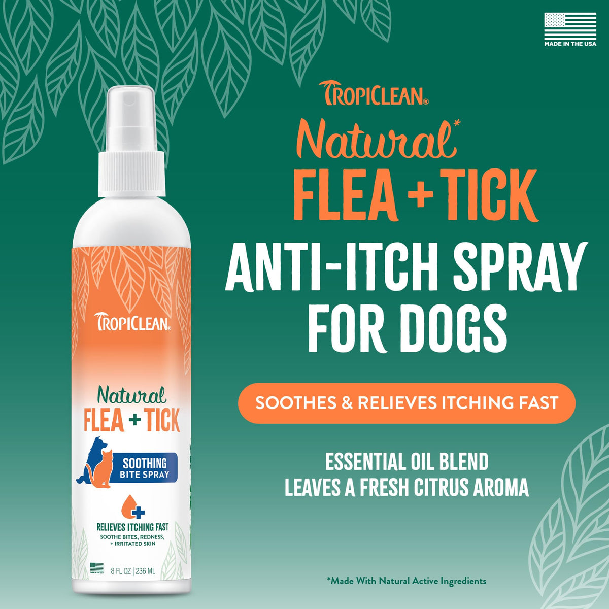 Flea and Tick Bite Relief Treatment Spray for Dogs & Cats, 8oz C5930