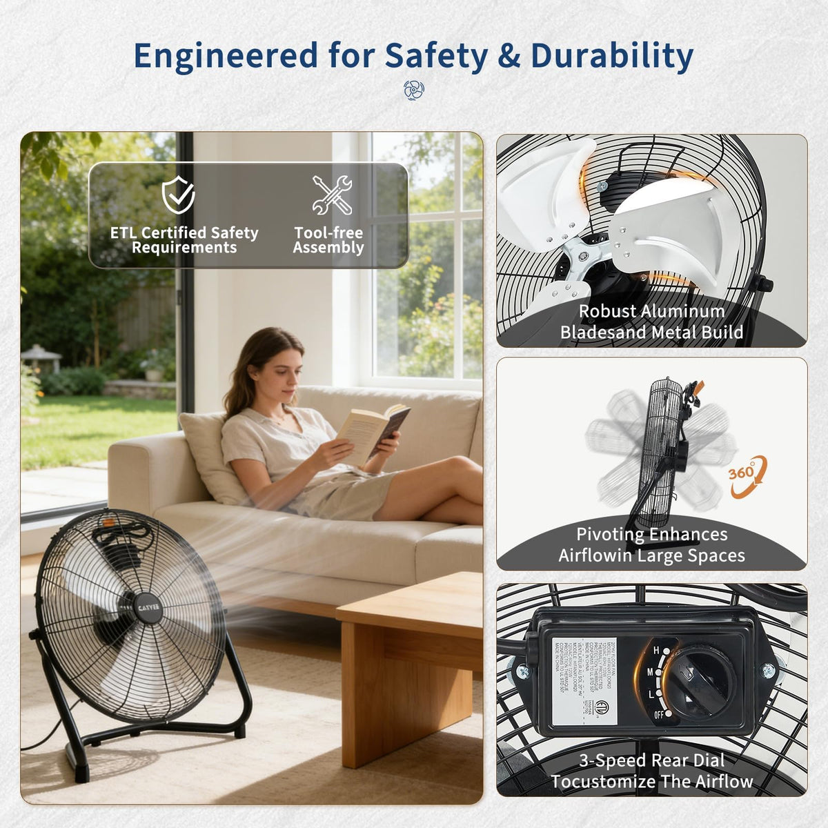 18 Inch 3 Speeds Metal Floor Fan A231