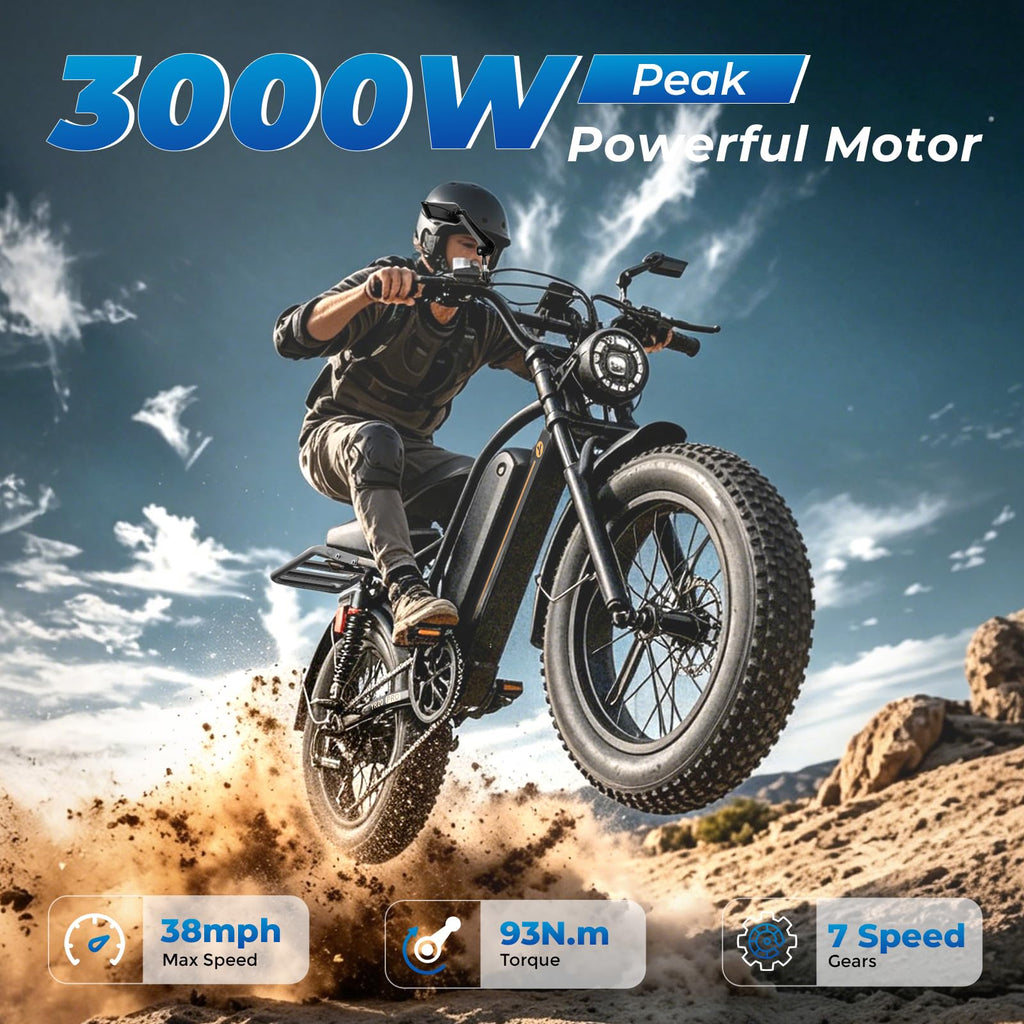 Electric Bike, 3000W Peak, 90 Miles & 38MPH H9068