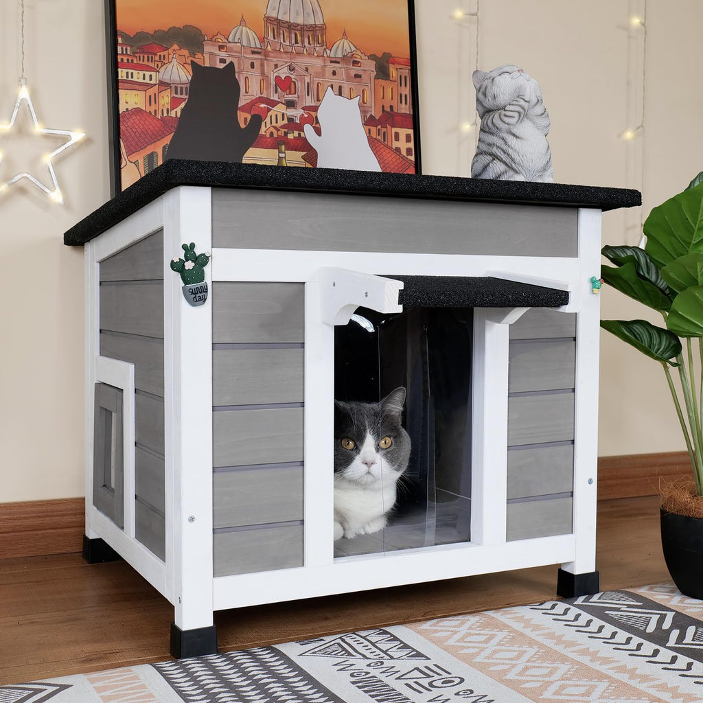 Grey Outdoor Insulated Cat House S4002