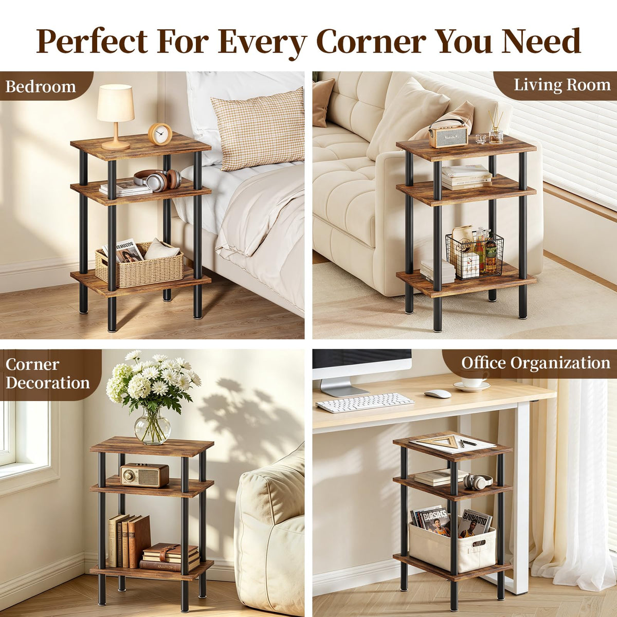 3-Tier Metal Side Table J477