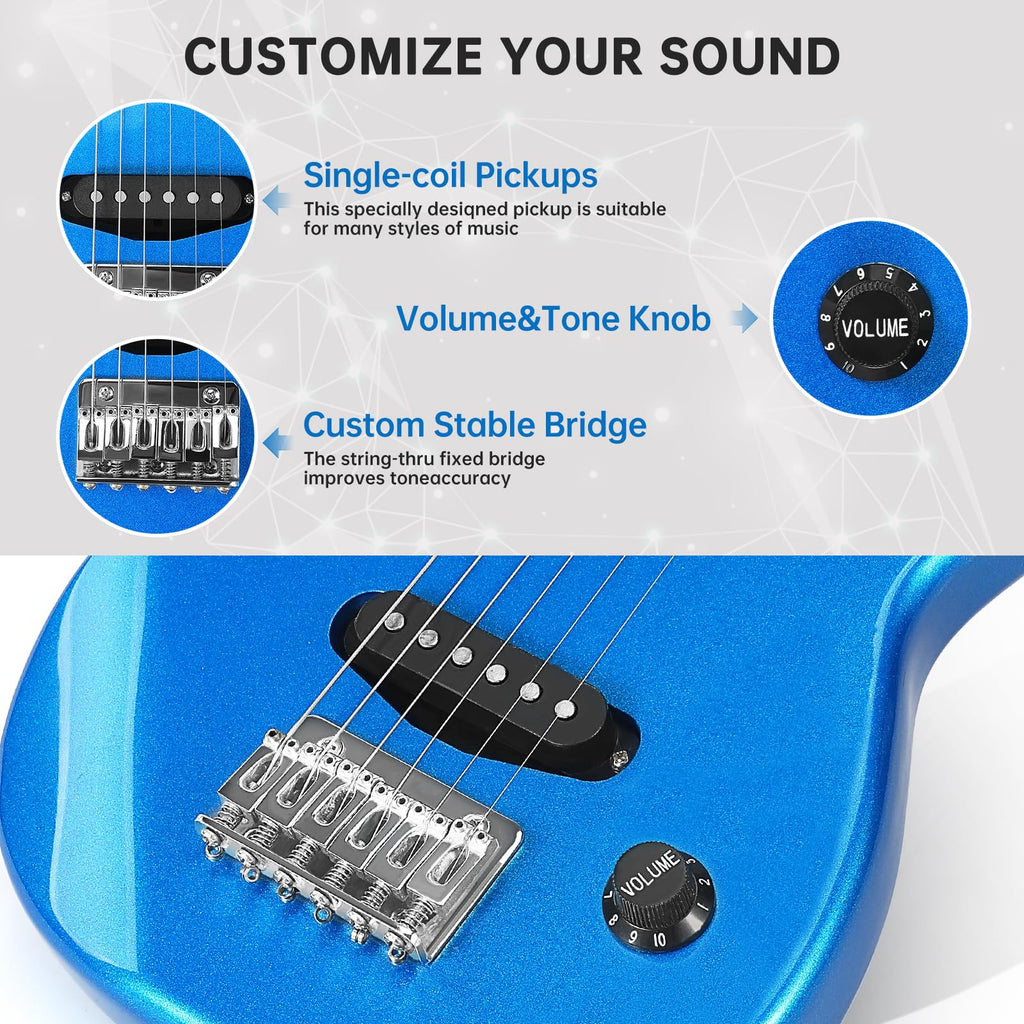 30 Inch Kids ST Style Mini Electric Guitar Beginner Kit with Amplifier A5544