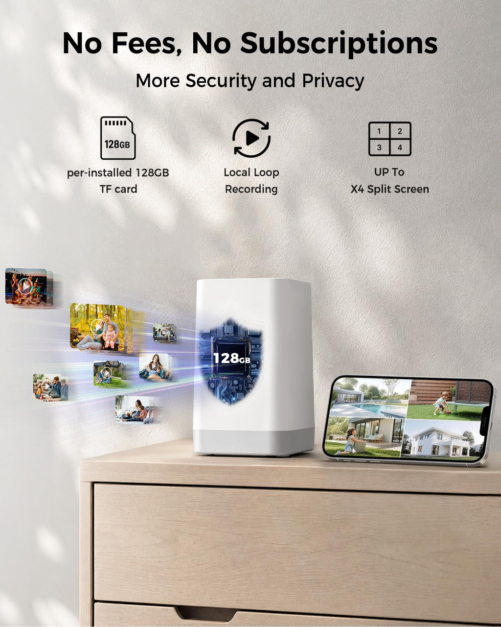 Wireless Outdoor Security Cameras 4MP Solar Powered 360°PTZ A69389