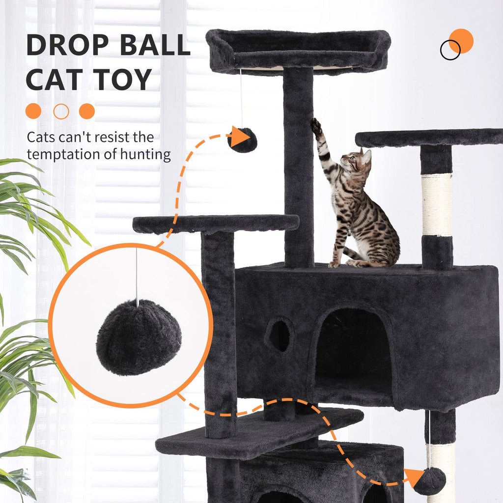 70 Inch Multi-Level Cat Tree with Scratching Post, Condo, Plush Perch K301