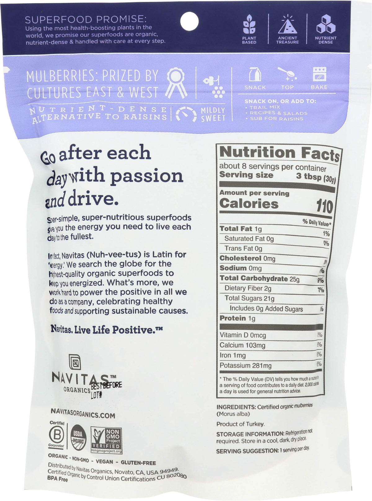 Mulberries 8 oz 12-Pack T8645
