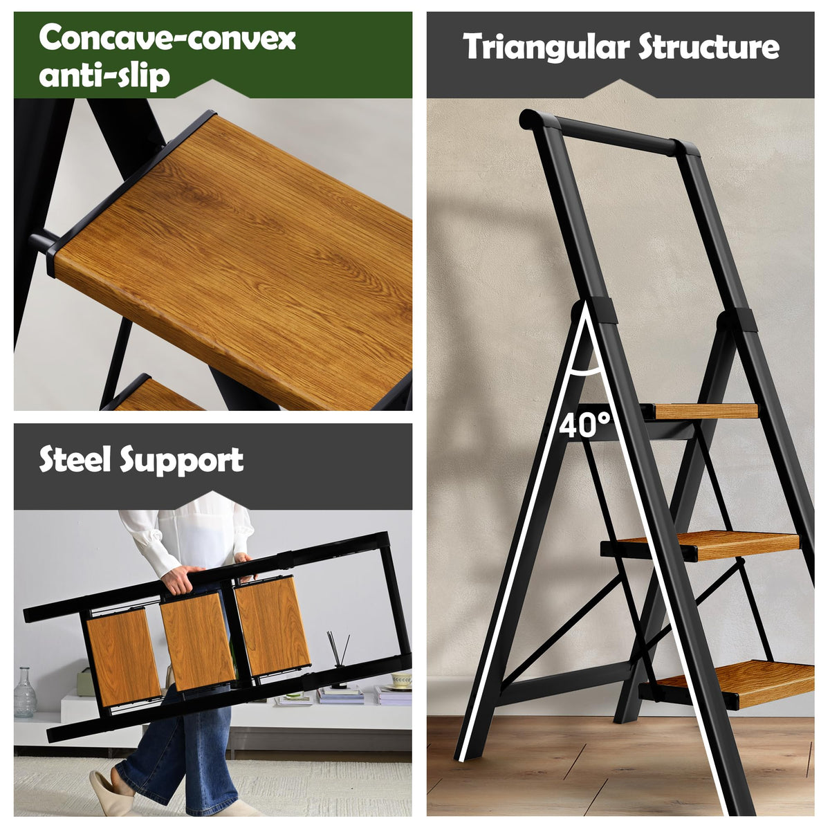 3 Step Aluminum Foldable Step Stool I58191