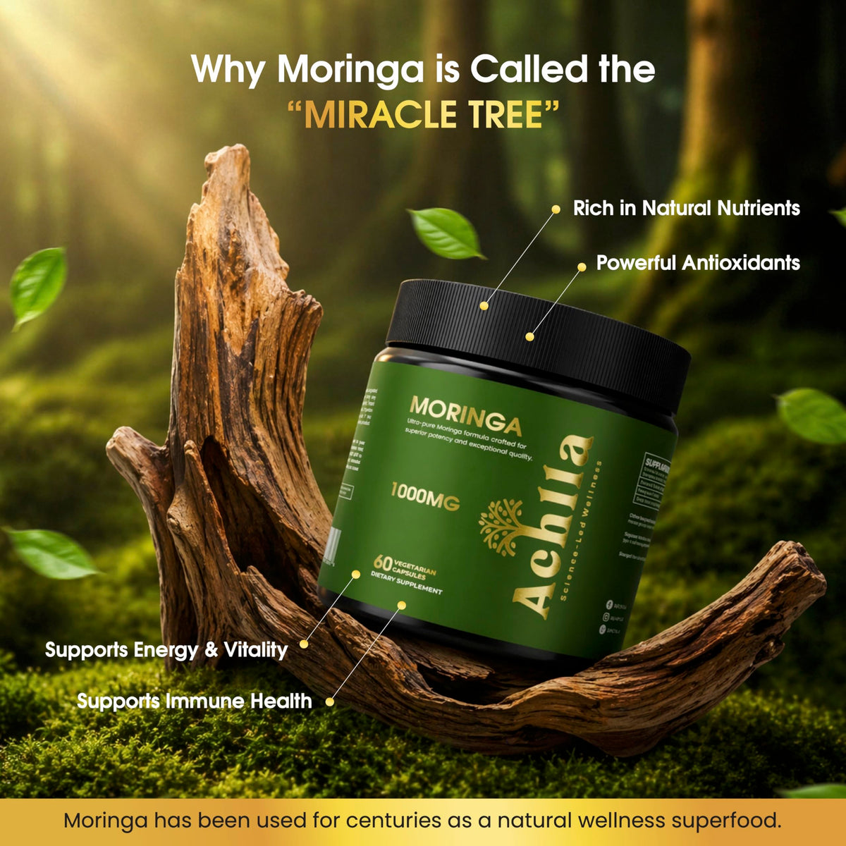 Organic Moringa Leaf 1000mg 60 Capsules E9048