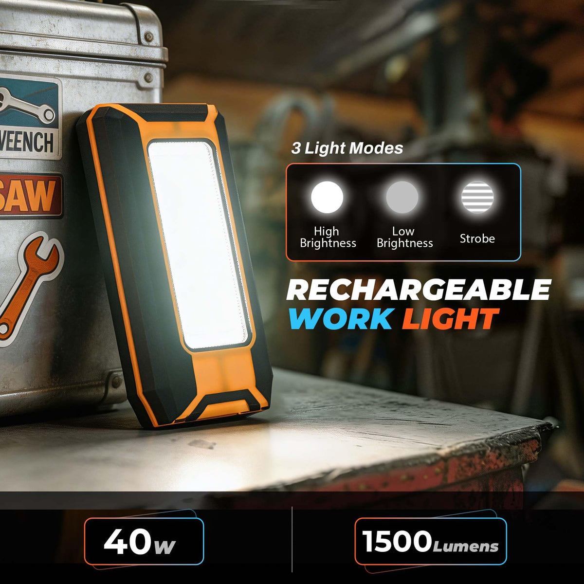 2-Pack LED Rechargeable Magnetic Work Light 1500 Lumens O1630