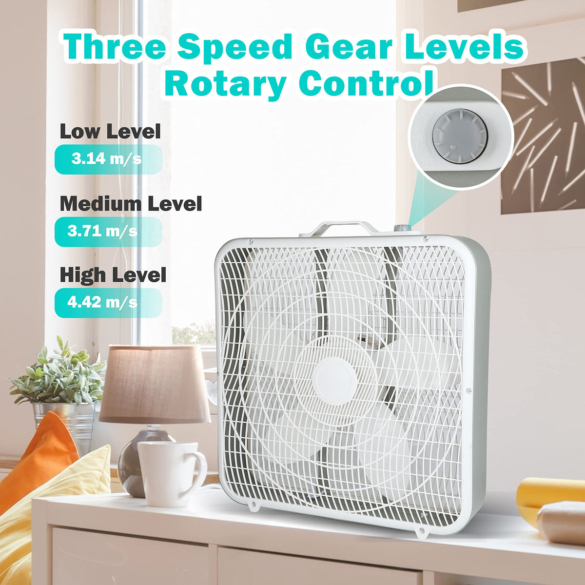 20 Inch White 3-Speed Box Fan Q48341