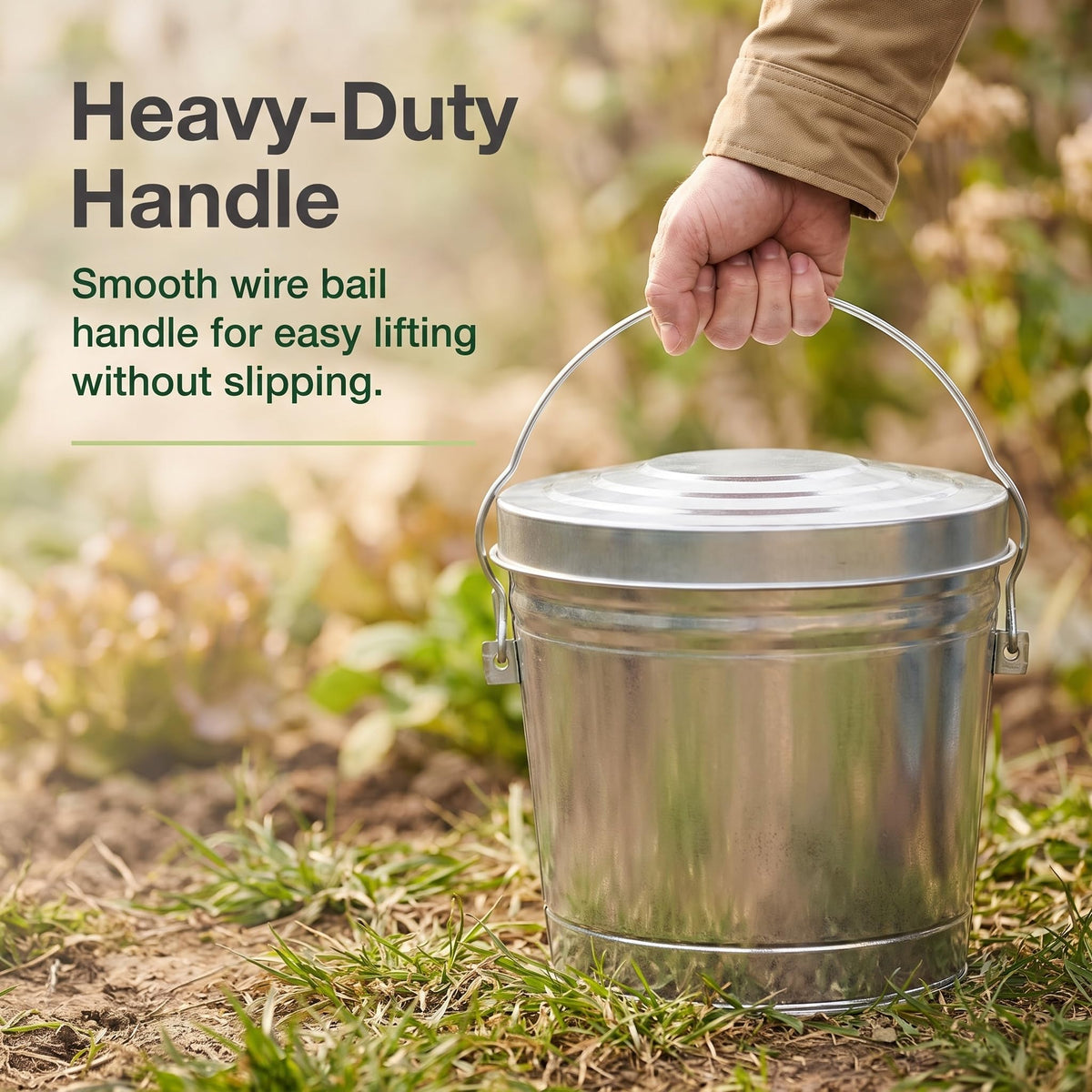 Galvanized Steel 6 Gallon Trash Can with Locking Lid T13401