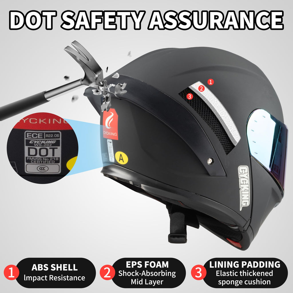 Modular Flip Up Full Face Motorcycle Helmet with Dual Visor M1054