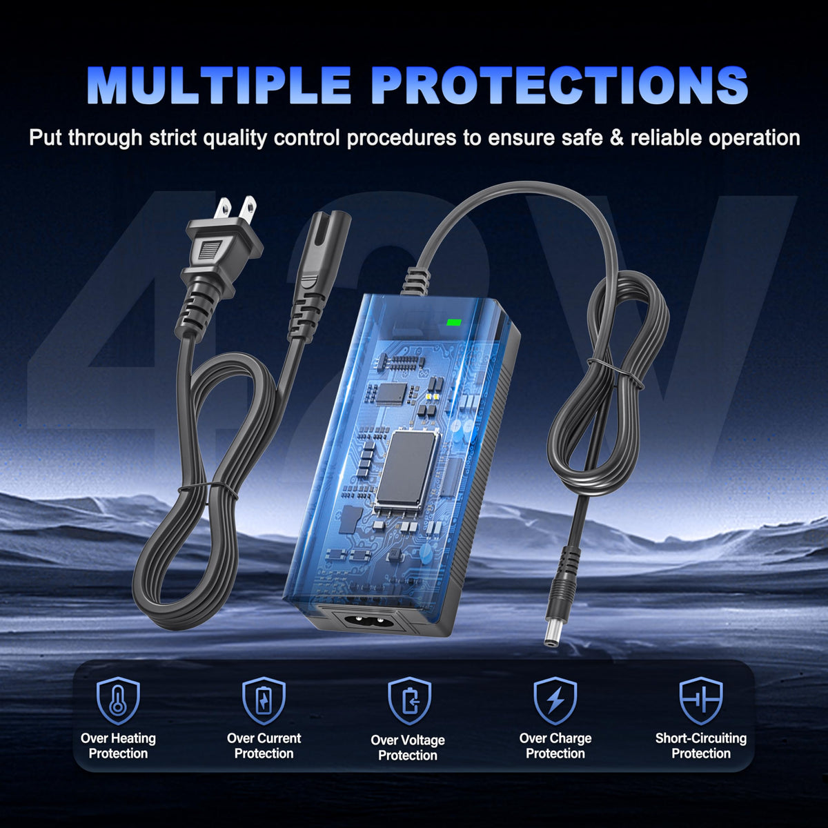 42V 2A Charger Power Cord T186