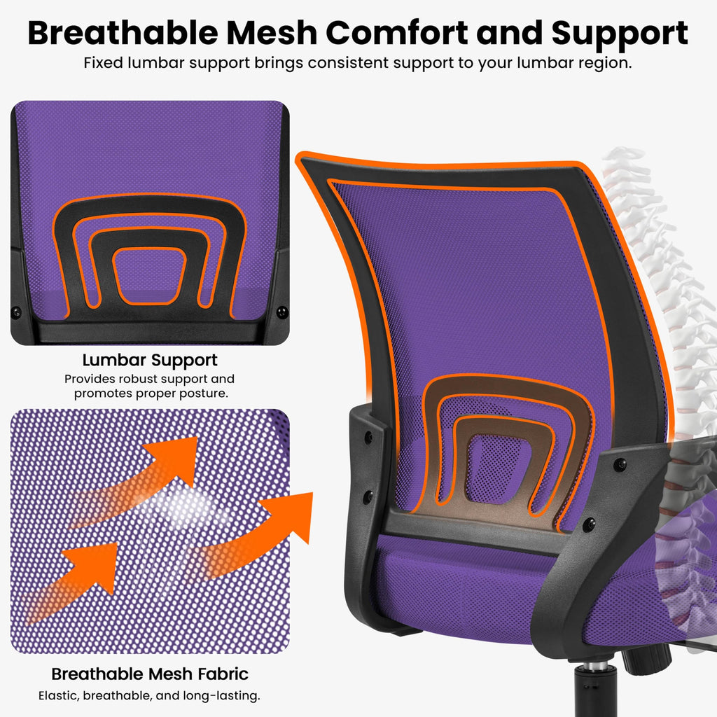 Purple Adjustable Swivel Mesh Office Chair Y39661