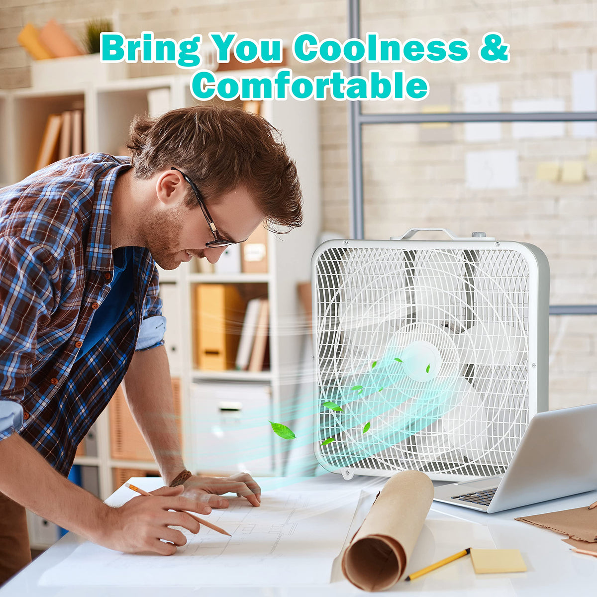 20 Inch White 3-Speed Box Fan Q48341
