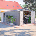 10x14 FT Waterproof Metal Storage Shed with 3 Lockable Doors R677358
