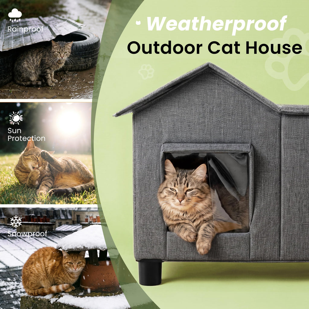 Weatherproof Elevated Cat House W733157