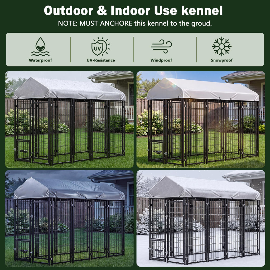 8x4x6 FT Heavy Duty Outdoor Dog Kennel with Roof B2568