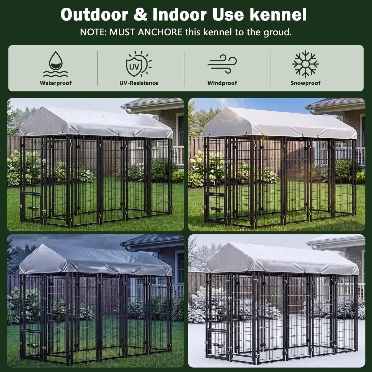 8x4x6 FT Heavy Duty Outdoor Dog Kennel with Roof B2568