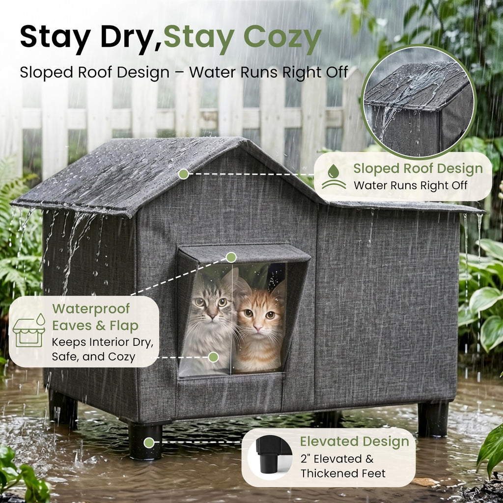 Weatherproof Elevated Cat House W733157