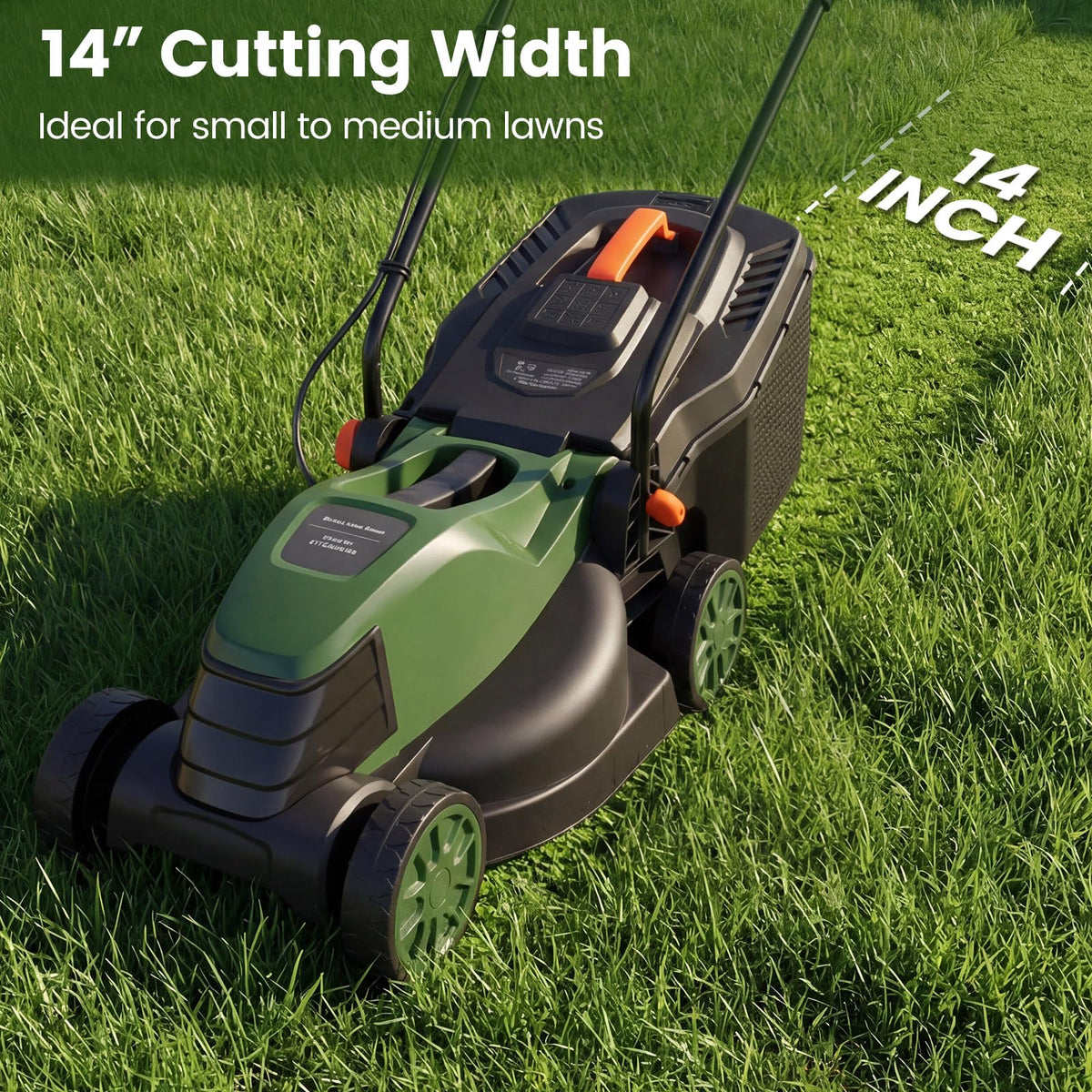 14" Corded Electric Push Lawn Mower with Grass Collection Box Q149037