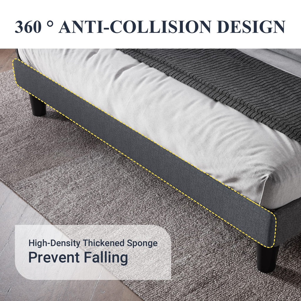 Queen Bed Frame with Button Tufted Wingback Headboard J514