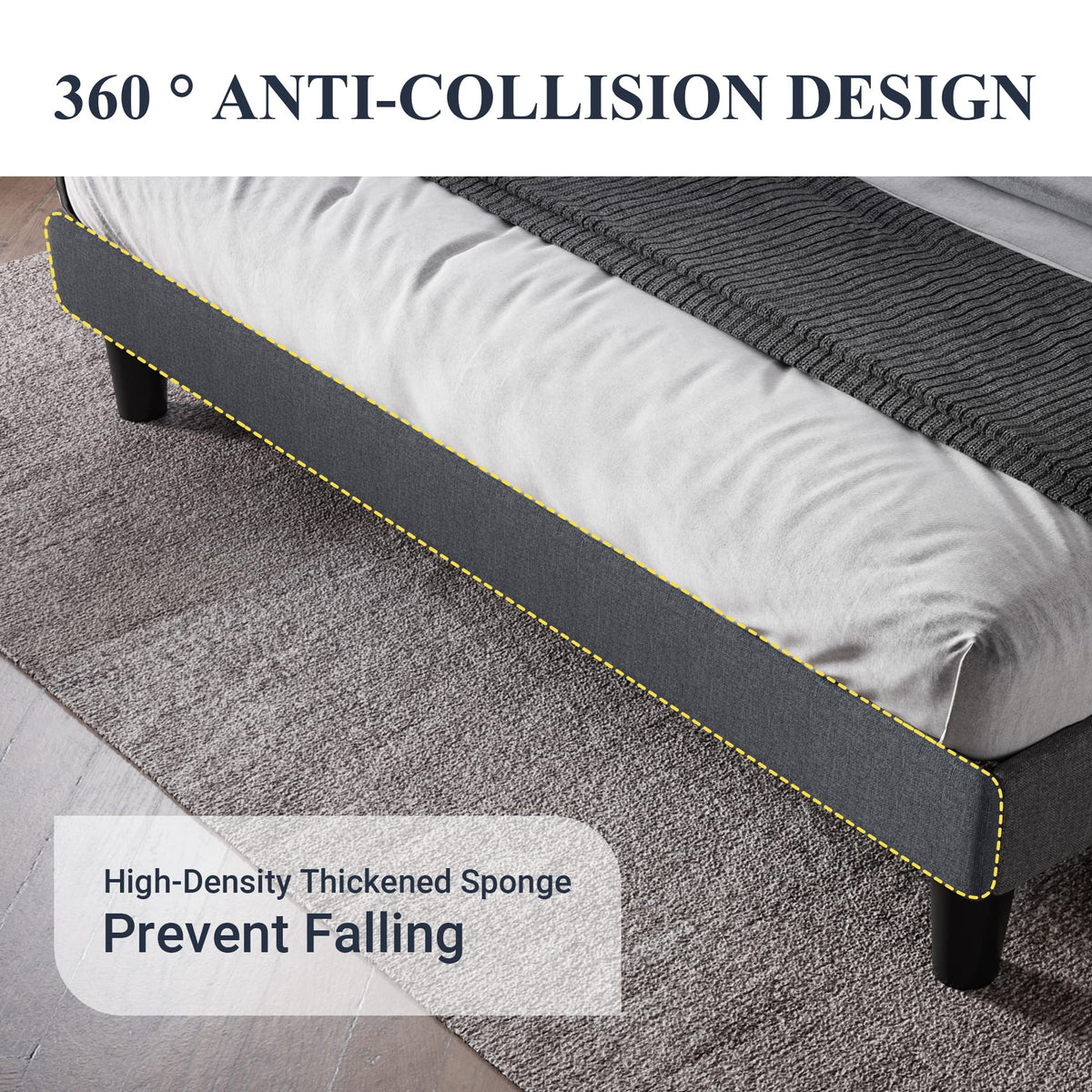 Queen Bed Frame with Button Tufted Wingback Headboard J514