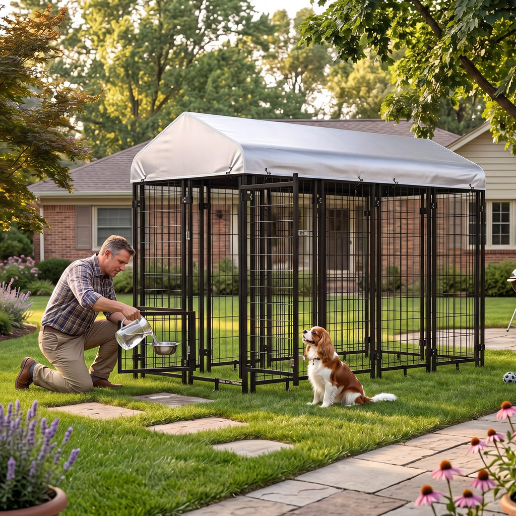 8x4x6 FT Heavy Duty Outdoor Dog Kennel with Roof B2568