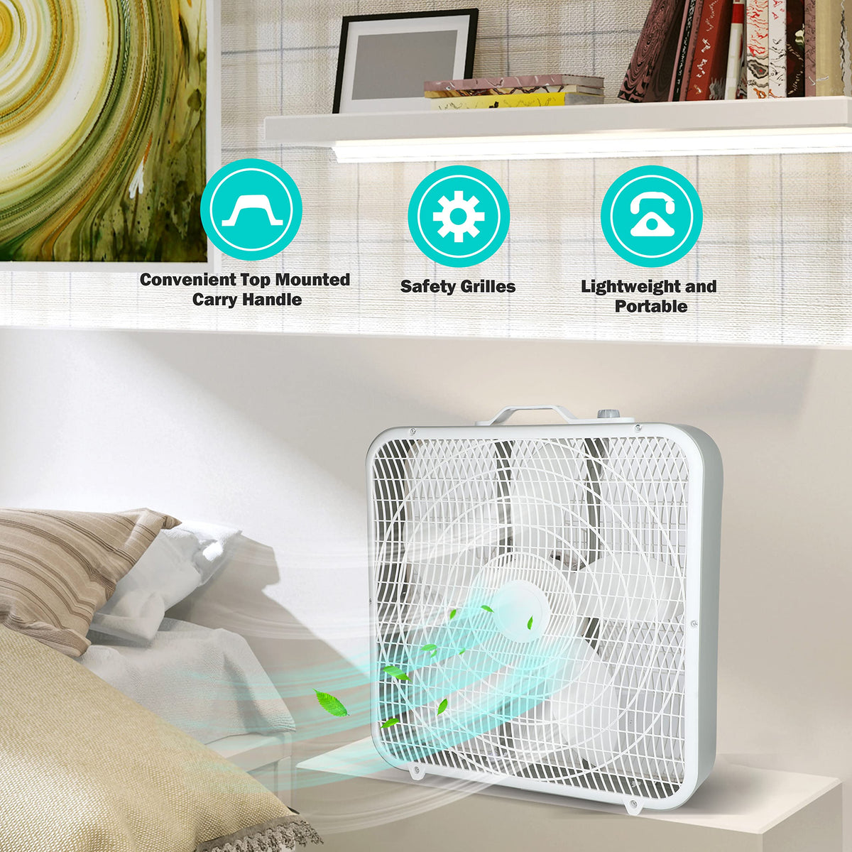 20 Inch White 3-Speed Box Fan Q48341